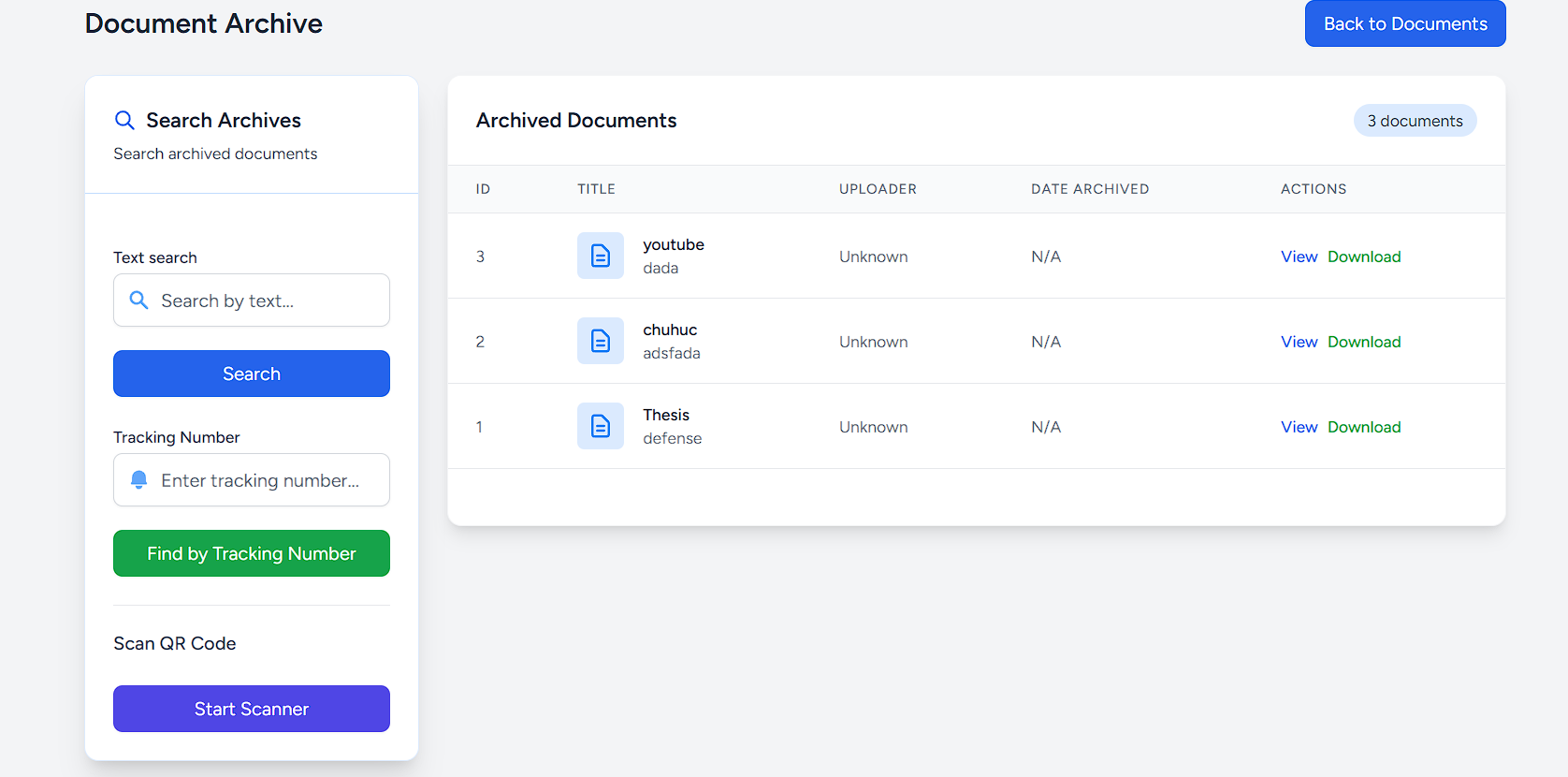 Document Archiving